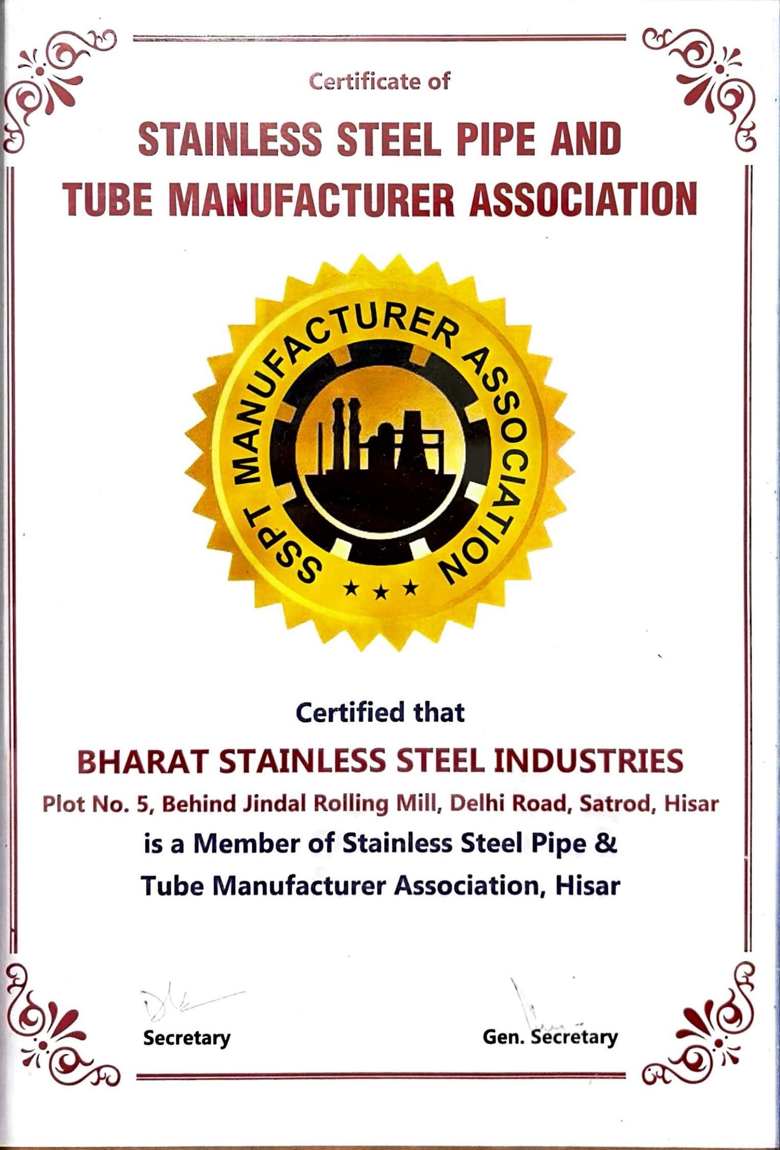 Association Membership — Bharat Stainless Steel Industries
